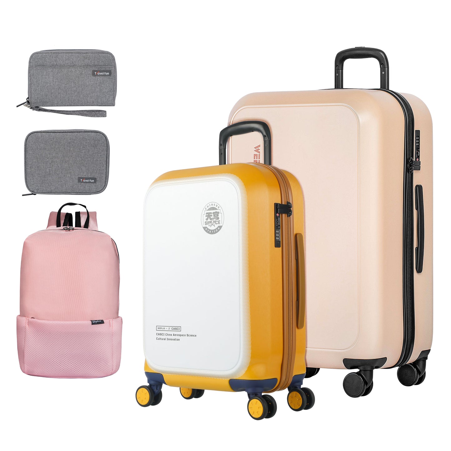 WEPLUS Luggage Sets 4 Piece,20" Hardside Carry-On Luggage, Hardshell Suitcase With Wheels, With Scratch-Resistant Surface, Four Multi-directional Wheels