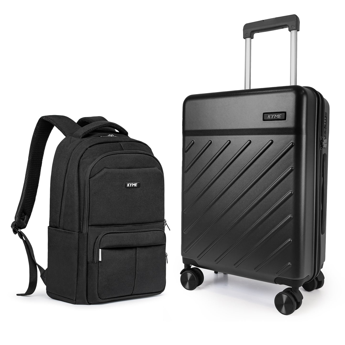 20" Hardside Carry-on Luggage, 2-Piece Set (Luggage and Backpack), Hardshell Suitcase with Divider Pockets, Four Multi-Directional Spinner Wheels, Scratch-Resistant Surface