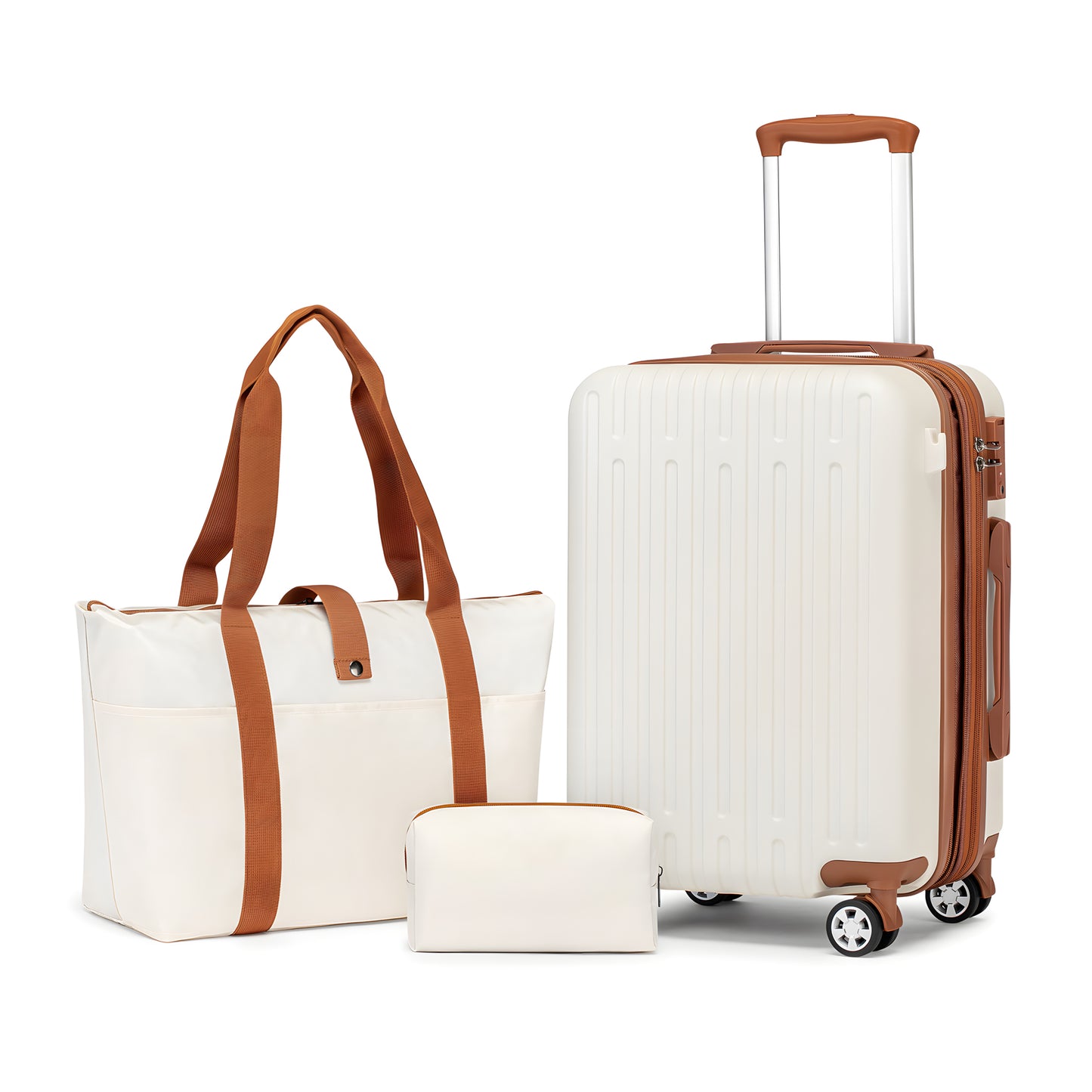 WEPLUS Hardside Carry On Luggage 3 Piece Luggage Sets TSA Lock Spinner Wheels 20" Suitcase with Cup Holder