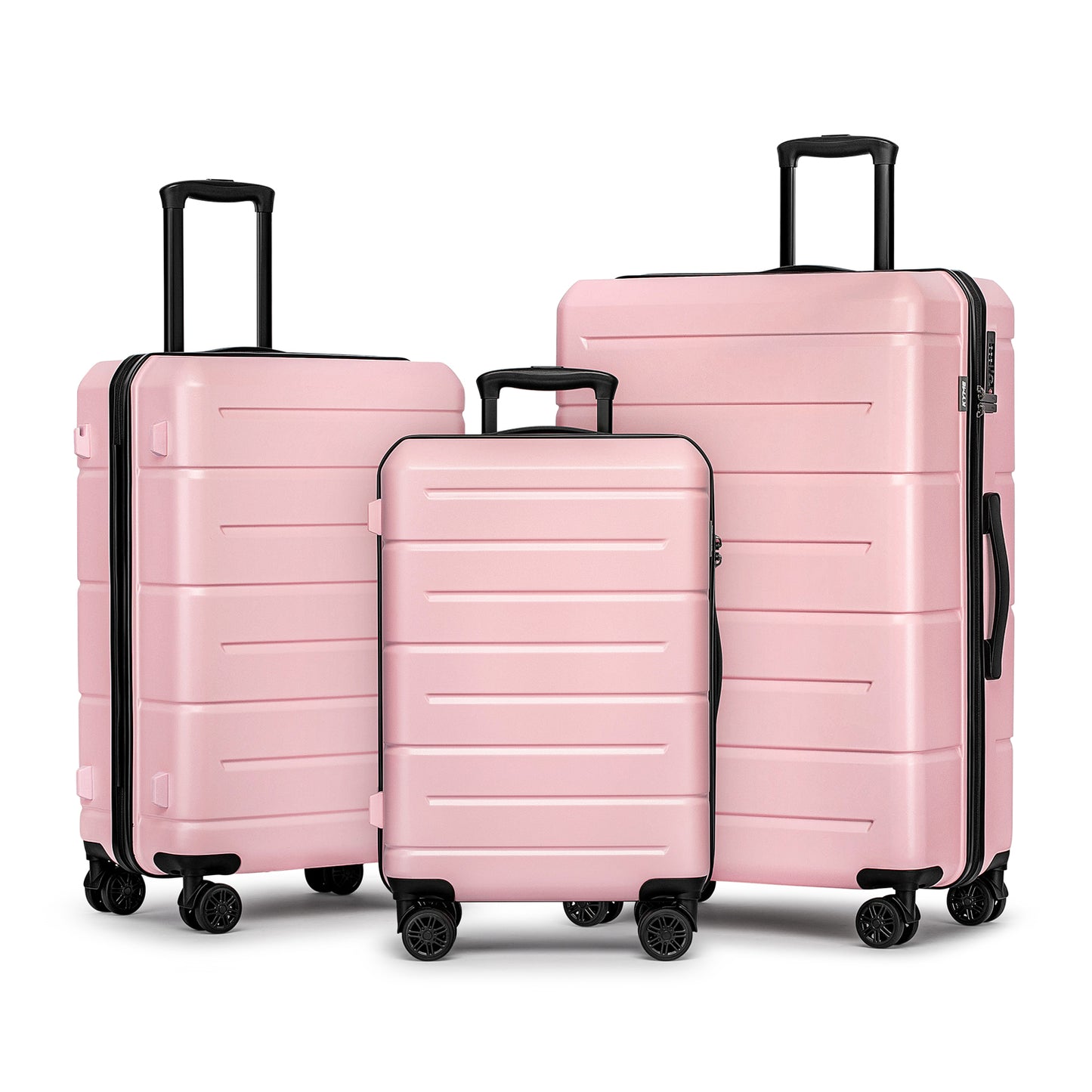 WEPLUS 3 Piece Hardside Carry On Luggage Sets TSA Lock Spinner Wheels 22"26"30" Suitcase with Cup Holder
