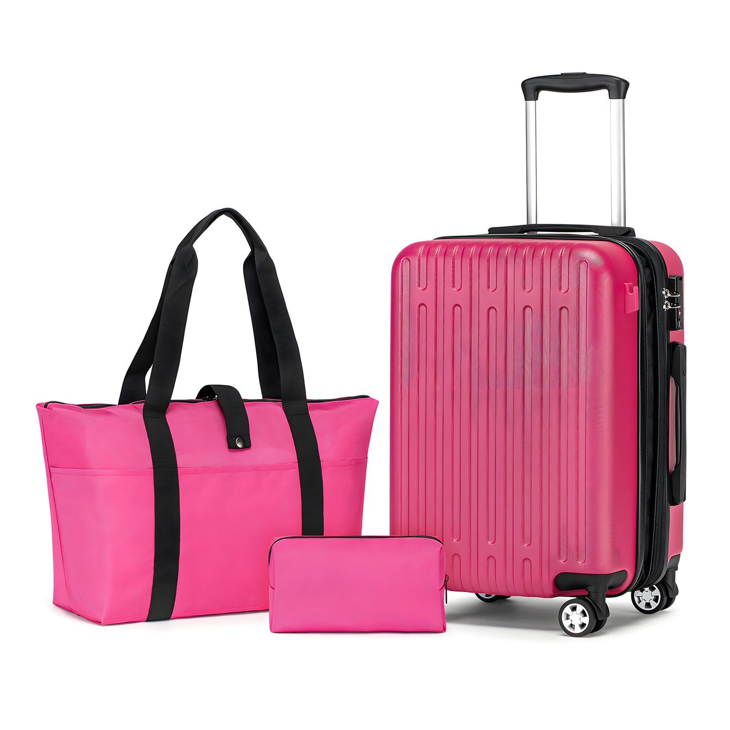 WEPLUS Hardside Carry On Luggage 3 Piece Luggage Sets TSA Lock Spinner Wheels 20" Suitcase with Cup Holder
