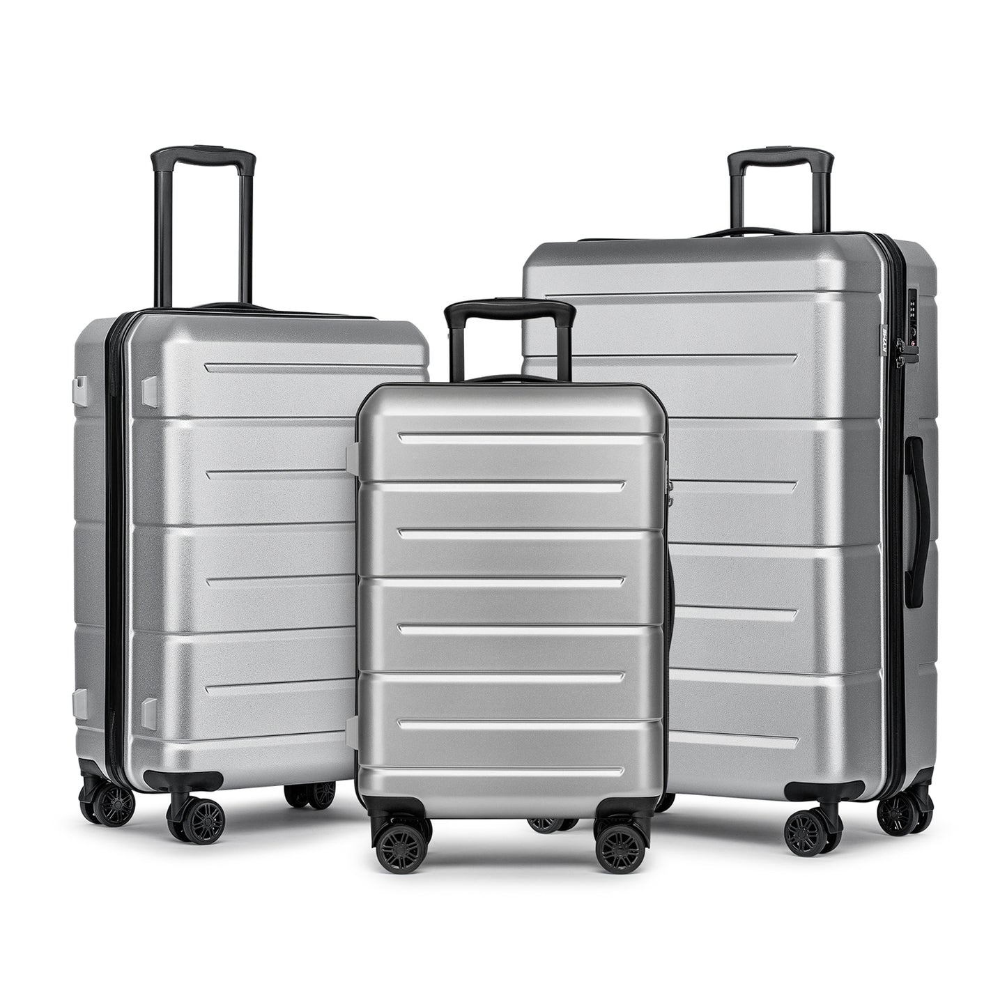WEPLUS 3 Piece Hardside Carry On Luggage Sets TSA Lock Spinner Wheels 22"26"30" Suitcase with Cup Holder