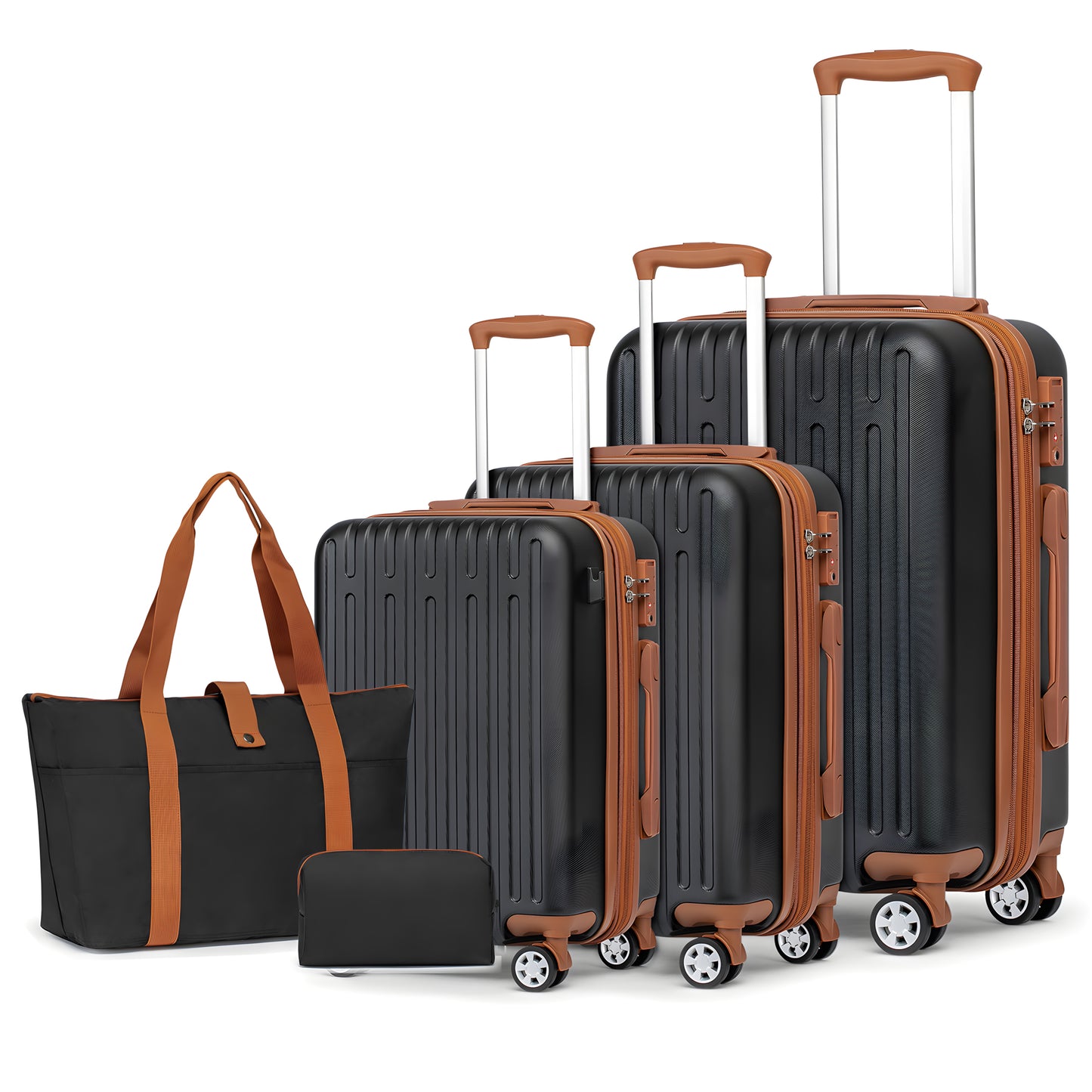 WEPLUS 5Piece Hardside Carry On Luggage Sets TSA Lock Spinner Wheels 20"24"28" Suitcase with Cup Holder