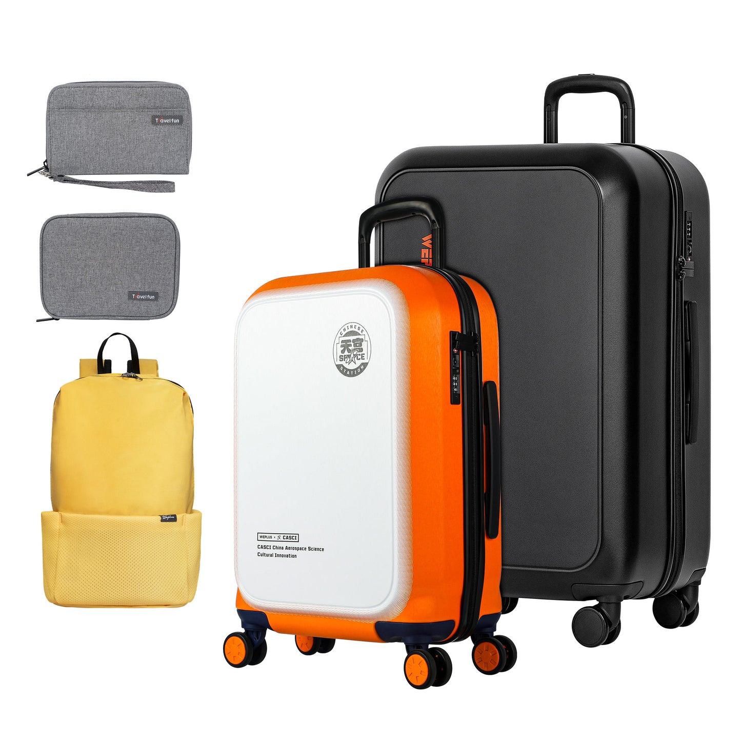 WEPLUS Luggage Sets 4 Piece,20" Hardside Carry-On Luggage, Hardshell Suitcase With Wheels, With Scratch-Resistant Surface, Four Multi-directional Wheels