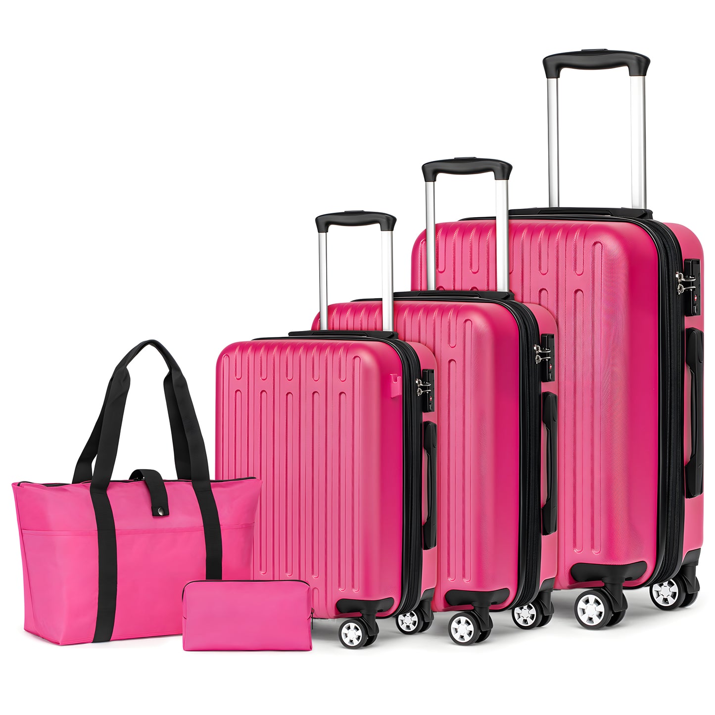 WEPLUS 5Piece Hardside Carry On Luggage Sets TSA Lock Spinner Wheels 20"24"28" Suitcase with Cup Holder
