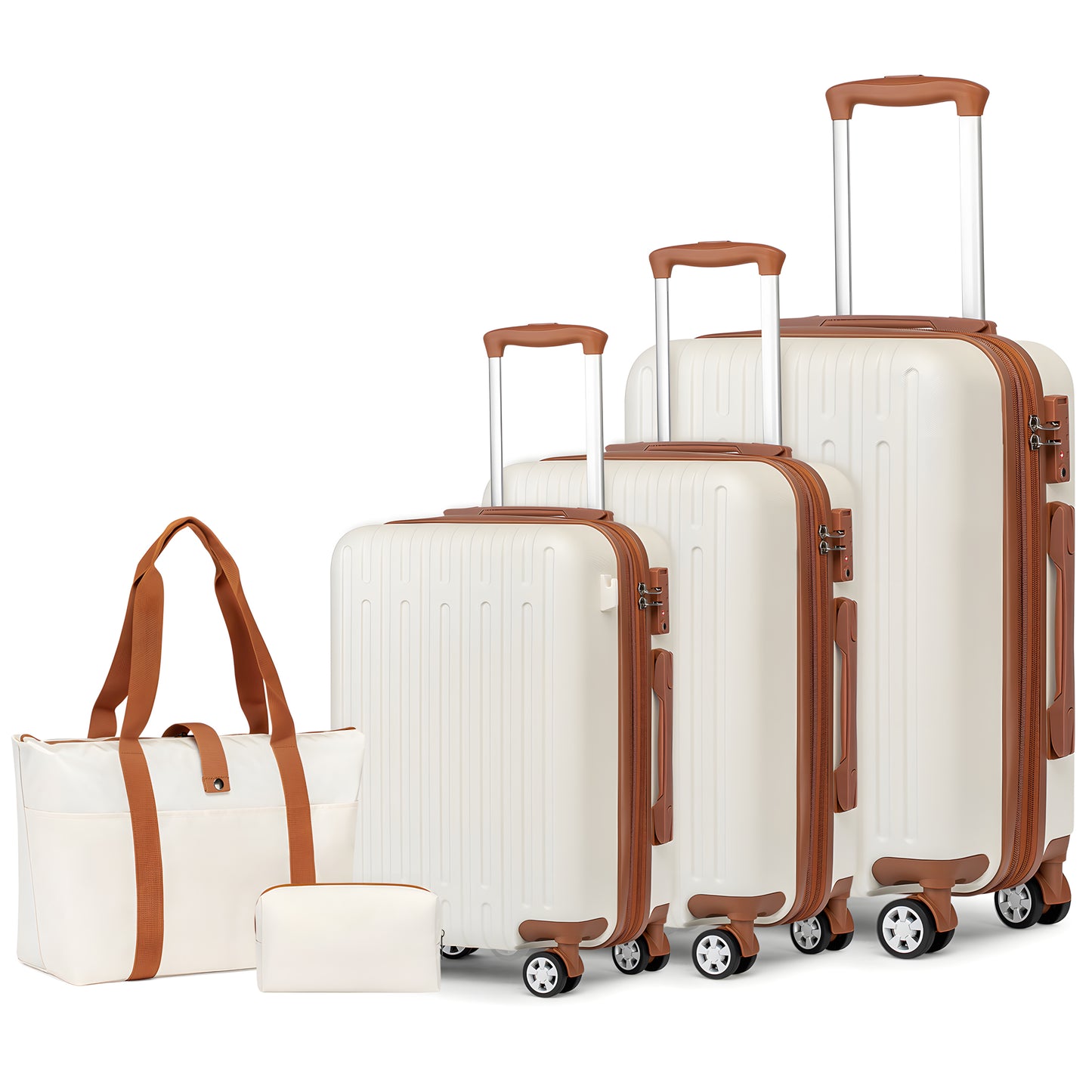 WEPLUS 5Piece Hardside Carry On Luggage Sets TSA Lock Spinner Wheels 20"24"28" Suitcase with Cup Holder